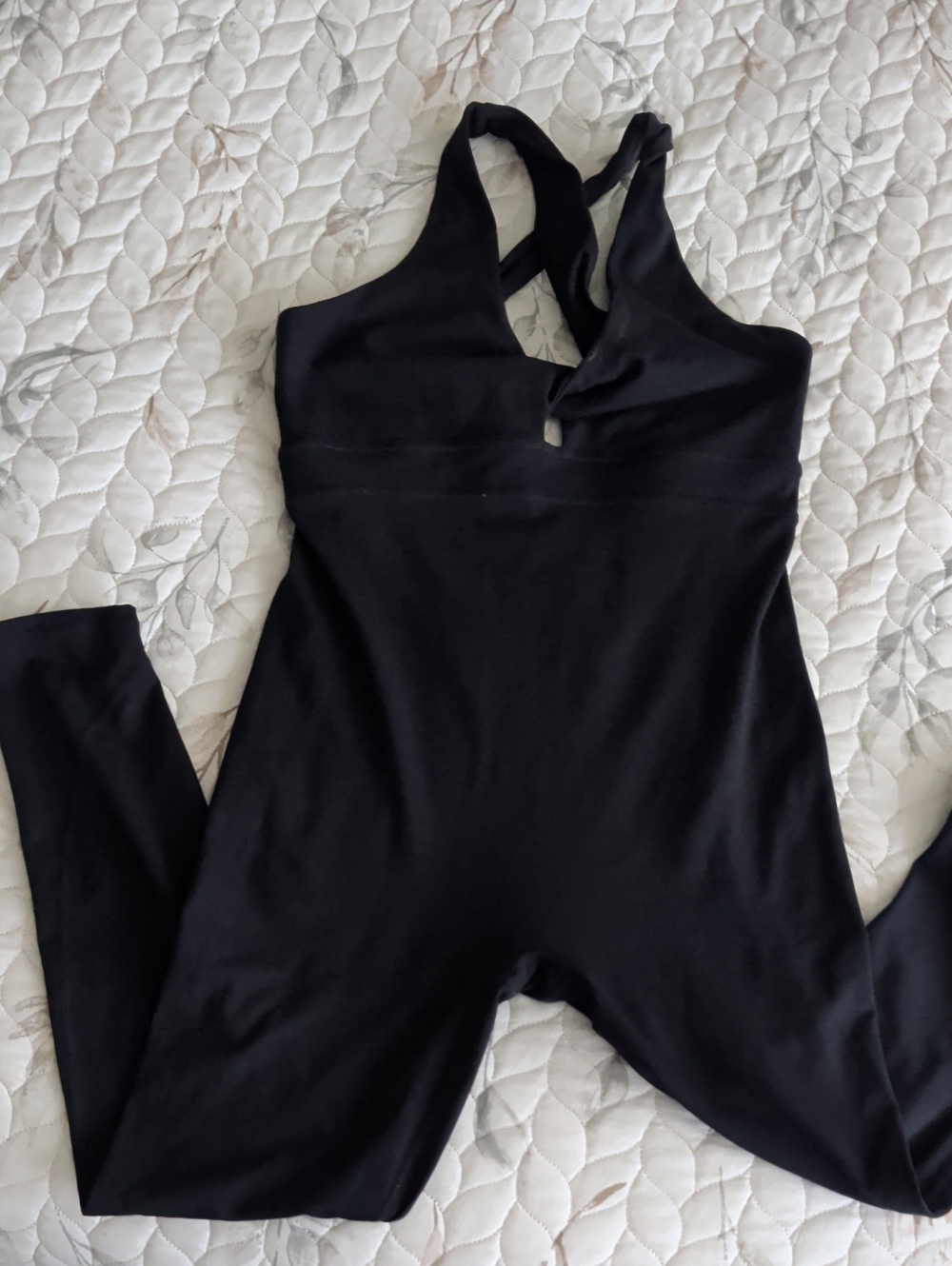 Fabletics Black Sleeveless Jumpsuit with Crisscross Back